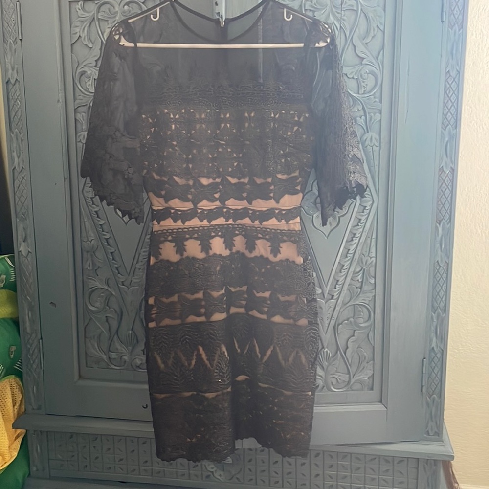 Nicole Miller Black Lace Overlay Dress